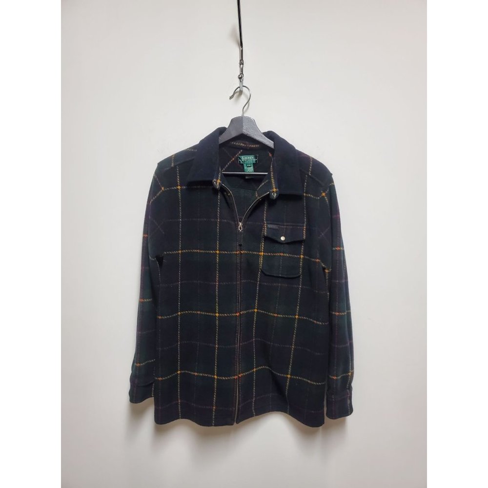 Women’s Shacket Plaid Lauren Ralph Lauren Zip Up Medium Petite Red Wool Flannel
